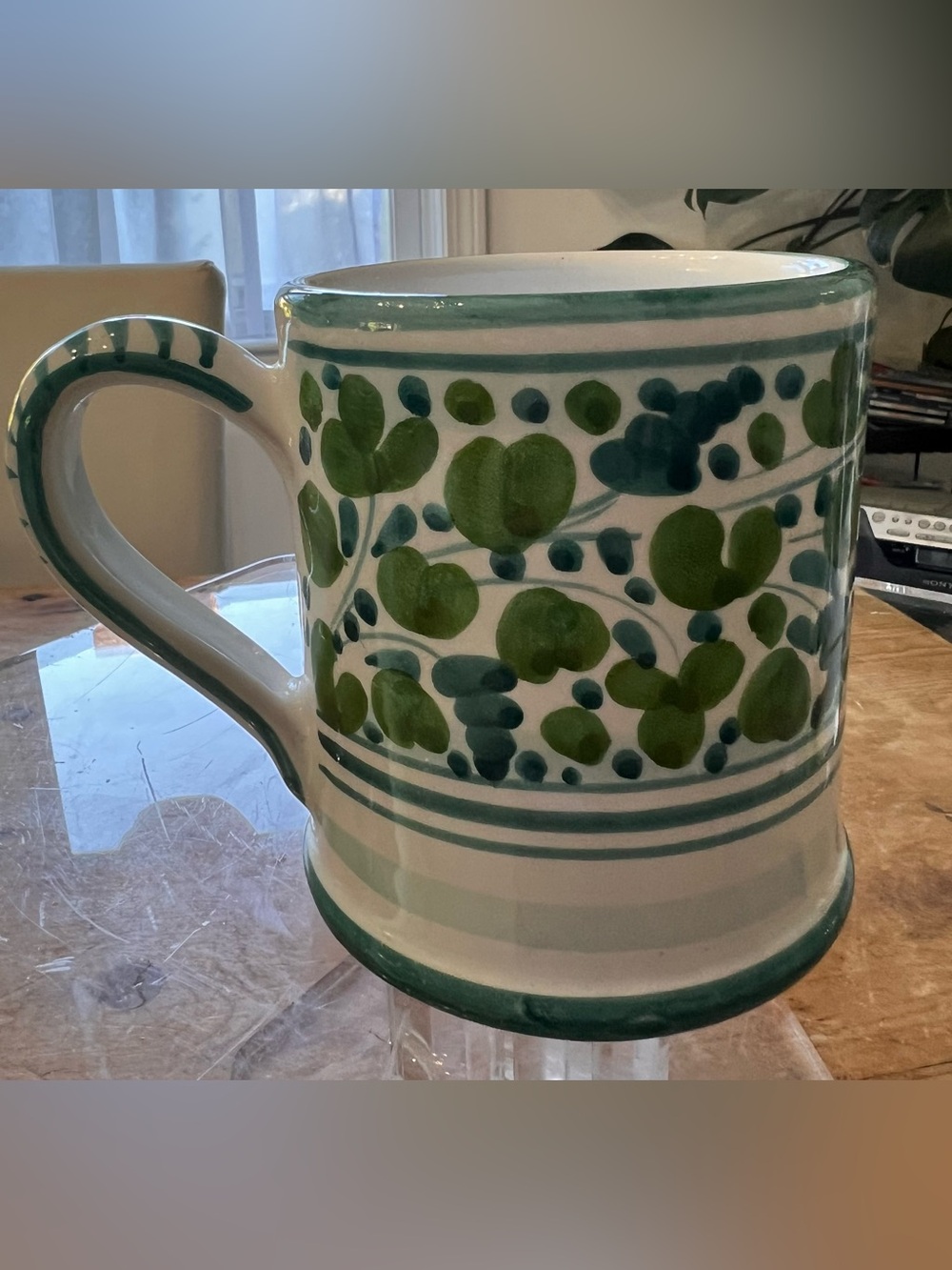 Green Mug Majolica Arabesco from Deruta Italy 12oz - Bonechi Imports Maine